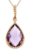 ESTATE 2.77CT DIAMOND & AAA AMETHYST 14KT ROSE GOLD 3D CLASSIC TEAR DROP PENDANT