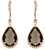 4.62CT DIAMOND & AAA SMOKY TOPAZ 14KT ROSE GOLD 3D PEAR SHAPE HANGING EARRINGS