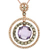 3.78CT WHITE & MOCHA DIAMOND & AAA AMETHYST 14KT ROSE GOLD 3D CIRCULAR PENDANT