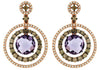 5.76CT WHITE & MOCHA DIAMOND & AAA AMETHYST 14KT ROSE GOLD 3D HANGING EARRINGS