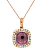ESTATE 1.65CT DIAMOND & AAA AMETHYST 14KT ROSE GOLD CUSHION & ROUND HALO PENDANT