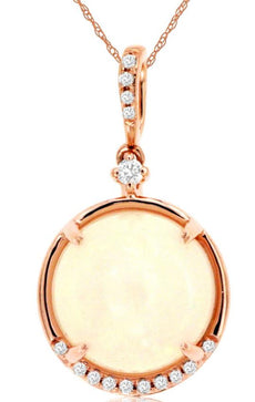 3.26CT DIAMOND & AAA OPAL 14KT ROSE GOLD 3D ROUND CLASSIC LOVE FLOATING PENDANT