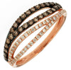 .49CT WHITE & CHOCOLATE FANCY DIAMOND 14K ROSE GOLD DOUBLE LEAF CRISS CROSS RING