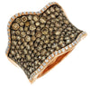 LARGE 2.26CT WHITE & CHOCOLATE FANCY DIAMOND 14K ROSE GOLD PAVE ANNIVERSARY RING