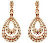 ESTATE .90CT DIAMOND 14K ROSE GOLD CLASSIC DOUBLE ROW TEAR DROP HANGING EARRINGS