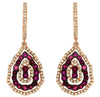 ESTATE 1.64CT DIAMOND & AAA RUBY 14KT ROSE GOLD 3D TEAR DROP HANGING EARRINGS