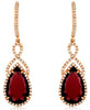 LARGE 8.40CT DIAMOND & AAA RHODOLITE 14KT ROSE GOLD PEAR SHAPE & ROUND EARRINGS