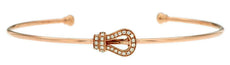 ESTATE .11CT DIAMOND 14KT ROSE GOLD 3D LOVE KNOT BELT FLEXIBLE BANGLE BRACELET