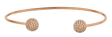 .45CT DIAMOND 14KT ROSE GOLD 3D DOUBLE BALL DOME SHAPE FLEXIBLE BANGLE BRACELET