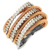 ESTATE WIDE .55CT DIAMOND 14KT WHITE & ROSE GOLD MULTI ROW CRISS CROSS WIRE RING