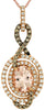 1.5CT WHITE & MOCHA DIAMOND & MORGANITE 14KT ROSE GOLD OVAL & ROUND HALO PENDANT