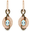 2.42CT WHITE & MOCHA DIAMOND & AAA AQUAMARINE 14KT ROSE GOLD 3D HANGING EARRINGS