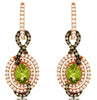 2.72CT WHITE & MOCHA DIAMOND & AAA PERIDOT 14KT ROSE GOLD OVAL HANGING EARRINGS