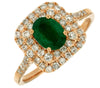 WIDE 1.32CT DIAMOND & AAA EMERALD 14K ROSE GOLD OVAL HALO SQUARE ENGAGEMENT RING