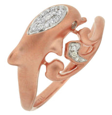 ESTATE .10CT DIAMOND 14KT ROSE GOLD 3D CLASSIC HAPPY DOLPHIN FUN RING