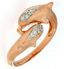 ESTATE .12CT DIAMOND 14KT ROSE GOLD CLASSIC HAPPY DOLPHIN CRISS CRISS FUN RING