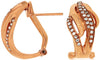 ESTATE WIDE .23CT DIAMOND 14KT ROSE GOLD 3D DOUBLE LEAF CLIP ON HANGING EARRINGS