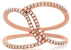 ESTATE WIDE .20CT DIAMOND 14K ROSE GOLD CLASSIC DOUBLE LEAF CRISS CROSS FUN RING