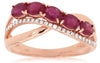 ESTATE 1.08CT DIAMOND & AAA RUBY 14K ROSE GOLD OVAL & ROUND CRISS CROSS FUN RING