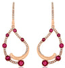 1.44CT DIAMOND & AAA RUBY 14KT ROSE GOLD 3D DOUBLE HEART HANGING LOVE EARRINGS