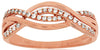 ESTATE WIDE .15CT DIAMOND 14KT ROSE GOLD 3D 2 ROW INFINITY FUN ANNIVERSARY RING