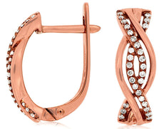 ESTATE .17CT DIAMOND 14KT ROSE GOLD CLASSIC INFINITY LEVERBACK HANGING EARRINGS