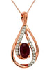 .68CT DIAMOND & AAA RUBY 14KT ROSE GOLD OVAL & ROUND TEAR DROP FLOATING PENDANT