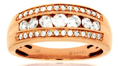 0.63CT DIAMOND 14KT ROSE GOLD 3D CLASSIC ROUND 7 STONE CHANNEL ANNIVERSARY RING