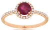0.61CT DIAMOND & AAA RUBY 14KT ROSE GOLD CLASSIC ROUND HALO FRIENDSHIP LOVE RING