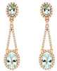 3.77CT DIAMOND & AAA AQUAMARINE 14K ROSE GOLD OVAL & ROUND HALO HANGING EARRINGS