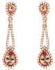 2.41CT DIAMOND & AAA MORGANITE 14KT ROSE GOLD TEAR DROP CLASSIC HANGING EARRINGS