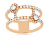 ESTATE WIDE .73CT DIAMOND 14KT ROSE GOLD 3D FLOWER DOUBLE BAR FUN RING