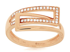 ESTATE .15CT DIAMOND 14KT ROSE GOLD 3D LOVE KNOT BELT RING