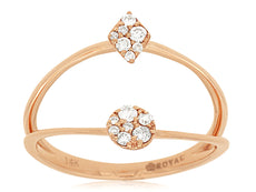 ESTATE .15CT DIAMOND 14KT ROSE GOLD 3D CLUSTER SPLIT SHANK FUN RING