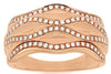ESTATE WIDE .28CT DIAMOND 14K ROSE GOLD 3D CLASSIC MULTI ROW MULTI WAVE FUN RING