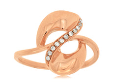 ESTATE .07CT DIAMOND 14KT ROSE GOLD 3D LOVE KNOT INFINITY FUN RING