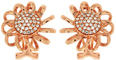 ESTATE LARGE .40CT DIAMOND 14KT ROSE GOLD ROUND SUNFLOWER FUN CLIP ON EARRINGS