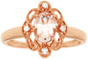 .74CT DIAMOND & AAA MORGANITE 14KT ROSE GOLD OVAL & ROUND FILIGREE FLOWER RING
