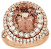 LARGE 7.50CT DIAMOND & AAA MORGANITE 14K ROSE GOLD OVAL & ROUND DOUBLE HALO RING