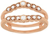 ESTATE .19CT DIAMOND 14KT ROSE GOLD DOUBLE V SHAPE FILIGREE MILGRAIN INSERT RING