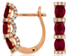 1.75CT DIAMOND & AAA RUBY 14K ROSE GOLD OVAL & ROUND LEVERBACK HANGING EARRINGS
