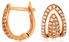 ESTATE WIDE .43CT DIAMOND 14K ROSE GOLD MULTI ROW FUN LEVERBACK HANGING EARRINGS