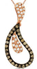 ESTATE .43CT WHITE & MOCHA DIAMOND 14KT ROSE GOLD TEAR DROP FUN FLOATING PENDANT