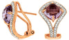 3.29CT DIAMOND & AAA AMETHYST 14K ROSE GOLD CUSHION FUN CLIP ON HANGING EARRINGS