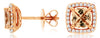 1.14CT DIAMOND & AAA MORGANITE 14KT ROSE GOLD CUSHION & ROUND HALO STUD EARRINGS