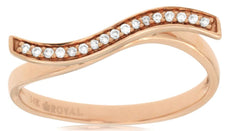 ESTATE .07CT DIAMOND 14KT ROSE GOLD 3D CLASSIC SWIRL BAR FUN RING
