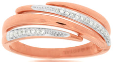 ESTATE .09CT DIAMOND 14KT ROSE GOLD 3D CLASSIC MULTI ROW CRISS CROSS FUN RING