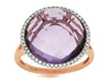 ESTATE LARGE 9.15CT DIAMOND & AAA AMETHYST 14KT ROSE GOLD CIRCULAR HALO FUN RING