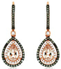 1.66CT WHITE & MOCHA DIAMOND AAA MORGANITE 14KT ROSE GOLD HALO HANGING EARRINGS