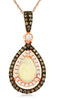 .68CT WHITE & MOCHA DIAMOND & AAA OPAL 14KT ROSE GOLD PEAR SHAPE & ROUND PENDANT